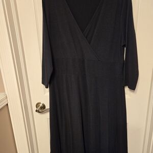 Eddie Bauer Faux Wrap Black Long Sleeve Dress
